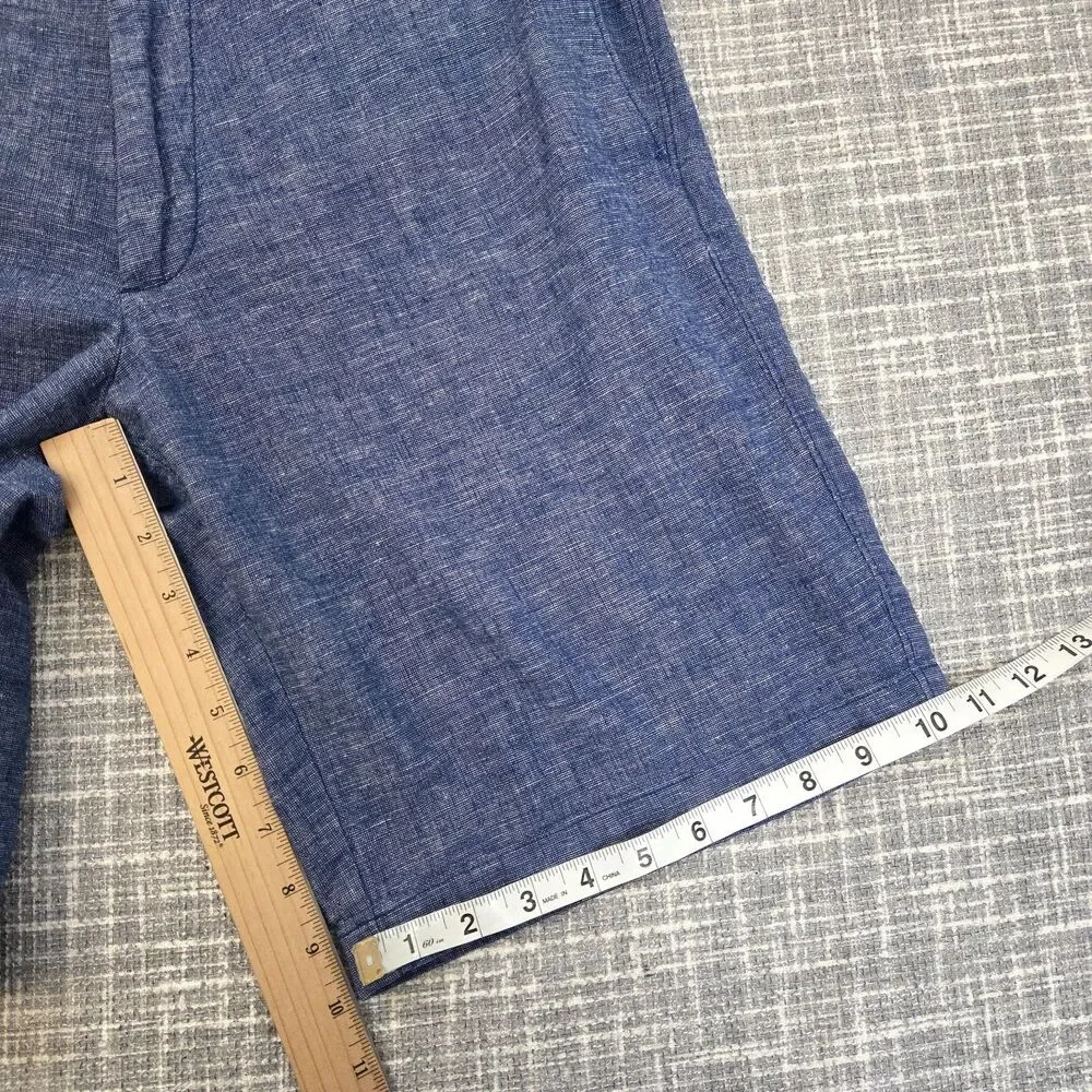Banana Republic Aiden Short Men 34 Linen Blend Lakeside Blue 10in Inseam